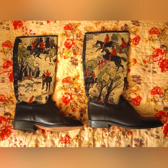 VTG Anthropology Seychelles Leather Tapestry Knee Boots. VTG 80's - Picture 7 of 13